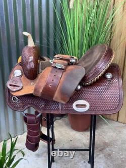 14.5 ALAMO Western Barrel Horse Saddle Full Bar Top Quality
