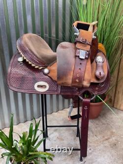 14.5 ALAMO Western Barrel Horse Saddle Full Bar Top Quality