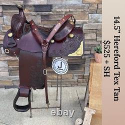 14.5 Hereford Tex Tan Western Saddle, Semi- QH Bars, Clean! One Of A Kind