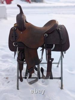 14.5 Jeff Smith Cutting Saddle Western Heavy Oil Roughout Tooled