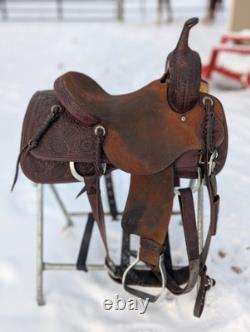 14.5 Jeff Smith Cutting Saddle Western Heavy Oil Roughout Tooled