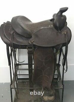 14.5 Western Horse Ranch Saddle Pleasure Riding Soft Brown Leather 7 Gullet