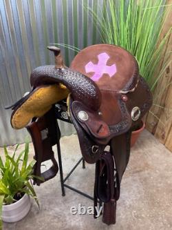 14 ALAMO Western Barrel Horse Saddle #1204 Semi Bar Top Quality