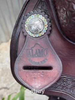 14 ALAMO Western Barrel Horse Saddle #1204 Semi Bar Top Quality