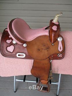 14 American Saddlery #845 Pink Heart Racer Western Barrel Saddle Fqhb