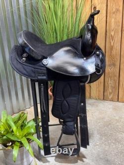 14 BIG HORN Black Western Trail Saddle #103 Light Weight Cordura Semi Bar