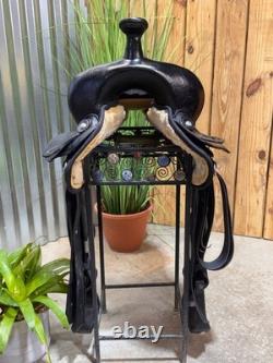 14 BIG HORN Black Western Trail Saddle #103 Light Weight Cordura Semi Bar