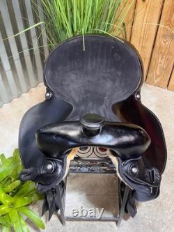 14 BIG HORN Black Western Trail Saddle #103 Light Weight Cordura Semi Bar