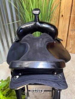 14 BIG HORN Black Western Trail Saddle #103 Light Weight Cordura Semi Bar