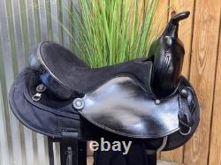 14 BIG HORN Black Western Trail Saddle #103 Light Weight Cordura Semi Bar