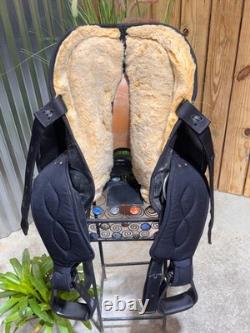 14 BIG HORN Black Western Trail Saddle #103 Light Weight Cordura Semi Bar