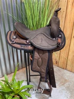 14 BIG HORN Brown Western Trail Saddle #499 Light Weight Cordura