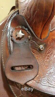 14 Barrel Racing Western Leather Saddle With Bling-SQHB-GUC