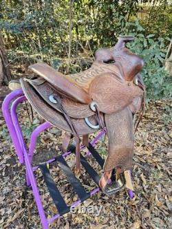 14 Bighorn Western Saddle Used Vintage 6 Gullet SQHB Pony Saddle Roundskirt