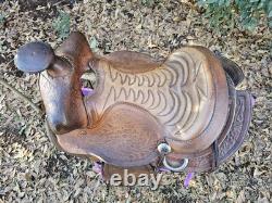 14 Bighorn Western Saddle Used Vintage 6 Gullet SQHB Pony Saddle Roundskirt