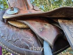 14 Bighorn Western Saddle Used Vintage 6 Gullet SQHB Pony Saddle Roundskirt