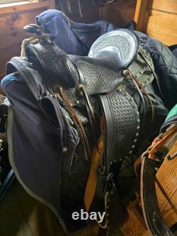 14 Black Leather Traditional Western Pleasure/Trail Saddle for Horse