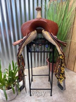 14 IBRA Western Barrel Horse Saddle Semi Bar Exc Condition