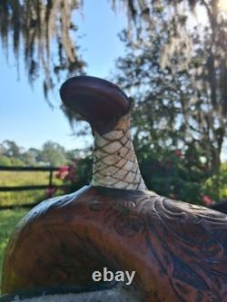 14 Inch CIRCLE Y Barrel Saddle FQHB, Deep Seat, Square Skirt