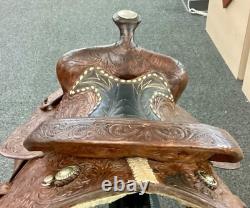 14 Martha Josey Longhorn Leather Barrell Horse Saddle