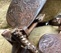 14 Martha Josey Longhorn Leather Barrell Horse Saddle