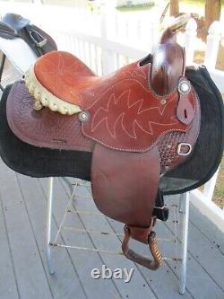 14'' Sqh Bars #5081 Simco Roughout Western Barrel Saddle