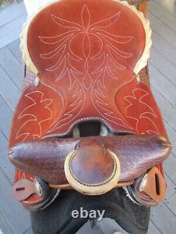 14'' Sqh Bars #5081 Simco Roughout Western Barrel Saddle