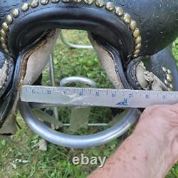 14 Vintage Double Rigged Western Saddle Handmade Handcarved silver color spots