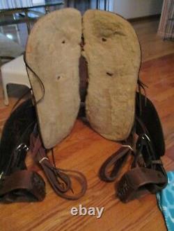 14'' Vintage Western Brown Leather Slick Seat Trail Ranch Saddle #260