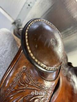 14 Western trail / pleasure saddle Tooled Leather Round Skirt 1960's
