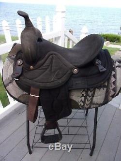 14'' black big horn #599 western Suede barrel / trail saddle QHB w saddle pad