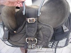 14'' black big horn #599 western Suede barrel / trail saddle QHB w saddle pad