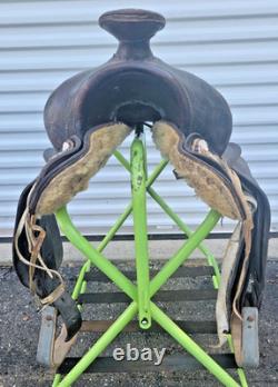 14 inch Black Vintage Western Saddle Numbered 4944 Smooth Seat
