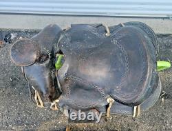 14 inch Black Vintage Western Saddle Numbered 4944 Smooth Seat