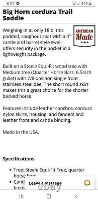 15'' #101 Black Big Horn leather & cordura western barrel trail saddle bundle