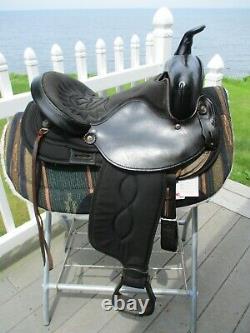 15'' #101 Black Big horn Leather & Cordura western barrel trail saddle QH BAR