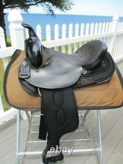 15'' #101 Black Big horn Leather & Cordura western barrel trail saddle QH BARS