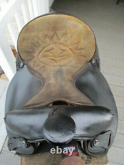 15'' #101 black Big horn Leather & Cordura western barrel trail saddle QH BARS