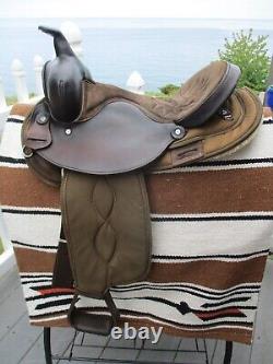 15'' #102 Brown big horn leather & cordura western barrel trail saddle QH BARS