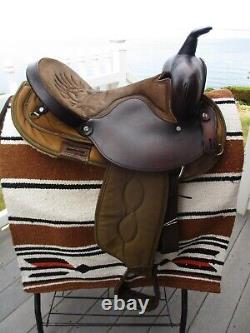 15'' #102 Brown big horn leather & cordura western barrel trail saddle QH BARS