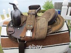 15'' #102 Brown big horn leather & cordura western barrel trail saddle QH BARS