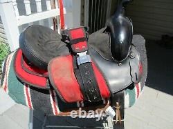 15'' #131 Red & black Big horn Leather & Cordura western barrel trail saddle SQH