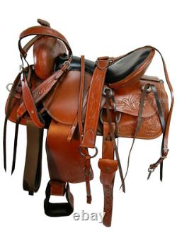 15 16 17 18 Western Barrel Saddle Pleasure Trail Tooled Used Leather Horse Tack