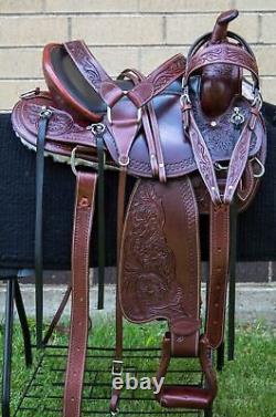 15 16 17 18 Western Horse Saddle Leather Endurance Comfy Trail Tack Set Used