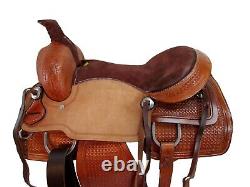 15 16 17 Used Western Saddle Roping Roper Ranch Tooled Leather Horse Trail Tack