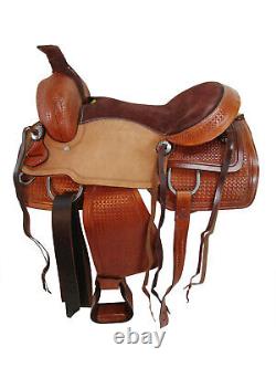 15 16 17 Used Western Saddle Roping Roper Ranch Tooled Leather Horse Trail Tack