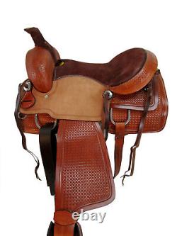 15 16 17 Used Western Saddle Roping Roper Ranch Tooled Leather Horse Trail Tack