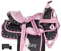 15 16 Beautiful Pink Synthetic Western Pleasure Trail Horse Saddle Tack Used