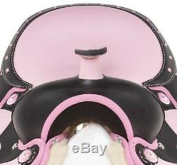 15 16 Pink Cordura Synthetic Western Trail Cowboy Horse Saddle Tack Used
