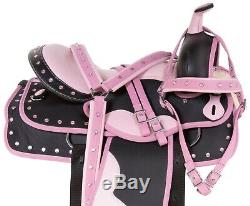 15 16 Show Silver Synthetic Western Trail Horse Saddle Tack Set Used
